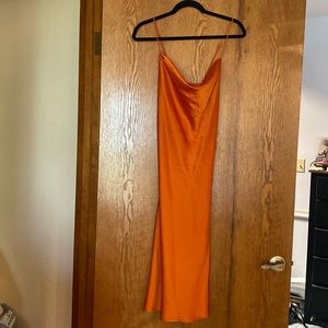 BRF cowl neck satin feel petite midi slip dress. Sz PS